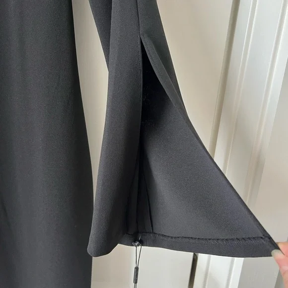 🎉Host Pick🎉Calvin Klein Black Cocktail Dress w/ 10” Slit Bell Sleeves Size 14 - Picture 5 of 16